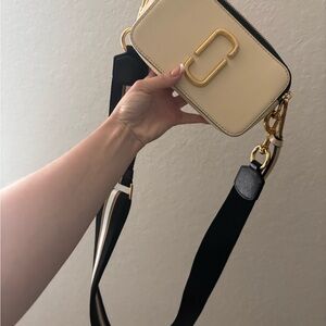 Marc Jacobs Cream and Black Crossbody Bag with Gold Hardware